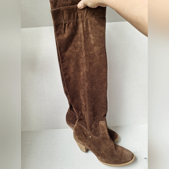 Paul Green Munchen Dazzle Brown Suede Over The Knee Womens Heeled Boots Size 7 - Picture 1 of 9
